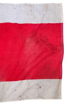 Preview: Warnflagge rot / weiß mit Holzstiel