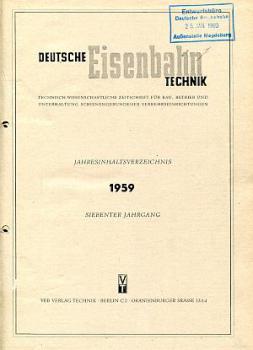 Deutsche Eisenbahntechnik Jahrgang 1959