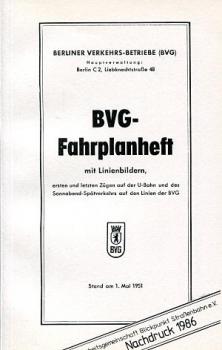 BVG Fahrplanheft 1951 Reprint