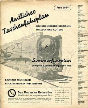 Taschenfahrplan RBD Dresden und Cottbus 1958