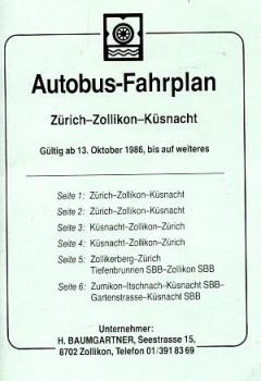Autobus Fahrplan Zürich Zollikon Küsnacht 1986