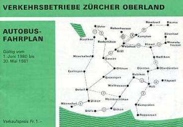 Autobusfahrplan Zürcher Oberland 1980 / 1981
