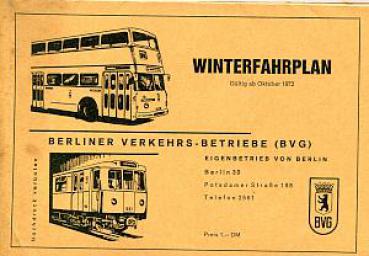 BVG Fahrplan 1972 / 1973