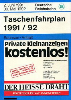 Taschenfahrplan DR Sachsen Anhalt 1991 / 1992