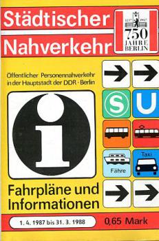 Fahrplan Städtischer Nahverkehr Berlin 1987 / 1988