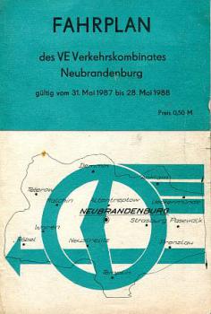 Fahrplan Verkehrskombinat Neubrandenburg 1987 / 1988