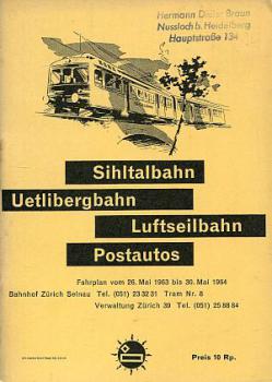 Fahrplan Sihltalbahn Uetlibergbahn 1963 / 1964