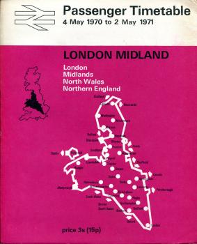 Kursbuch British Rail Timetable London Midland – North Wales, Northern England 1970 / 1971