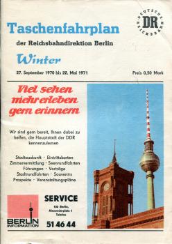 Taschenfahrplan Rbd Berlin 1970 / 1971