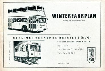 BVG Fahrplan 1968 / 1969