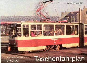 Taschenfahrplan VEB Städtischer Nahverkehr Zwickau – Gültig bis Mai 1990