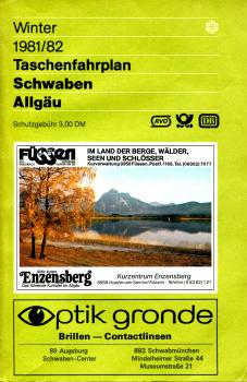 Taschenfahrplan Schwaben Allgäu 1981 / 1982