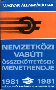 Kursbuch Ungarn Auslandsverbindungen 1981