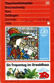 Taschenfahrplan Braunschweig Harz Göttingen 1984