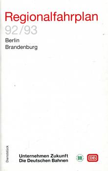 Regionalfahrplan Berlin  Brandenburg 1992 / 1993