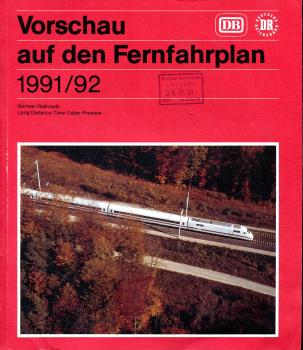 Vorschau auf den Fernfahrplan 1991 / 1992