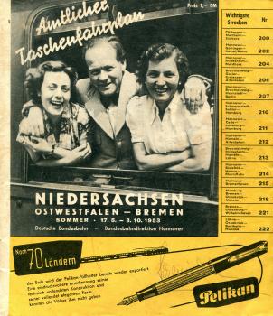Taschenfahrplan Niedersachsen Ostwestfalen – Bremen 1953