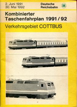Kombinierter Taschenfahrplan Verkehrsgebiet Cottbus 1991 / 1992