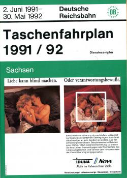 Taschenfahrplan Sachsen 1991 / 1992