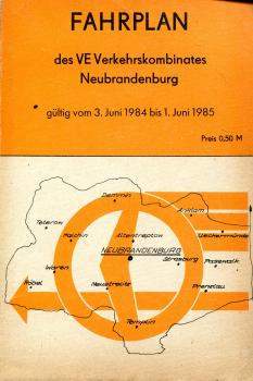 Fahrplan VE Verkehrskombinat Neubrandenburg 1984 / 1985