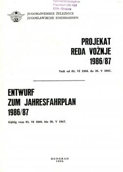 Entwurf Jahresfahrplan Jugoslawien 1986 / 1987