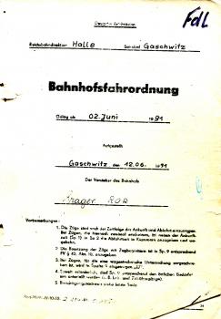 Bahnhofsfahrordnung Gaschwitz ab 02.06.1991