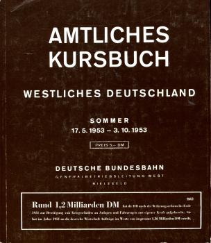 Kursbuch westliches Deutschland 1953 Reprint