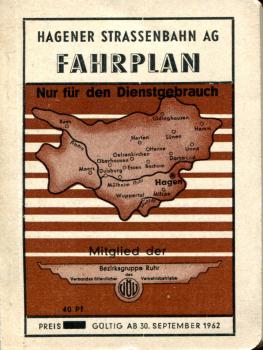 Fahrplan Hagener Straßenbahn 1962 ( ab September )