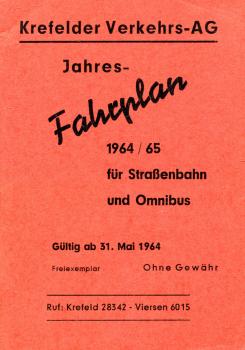 Fahrplan Krefelder Verkehrs AG 1964 / 1965