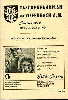 Taschenfahrplan Offenbach A. M. 1970