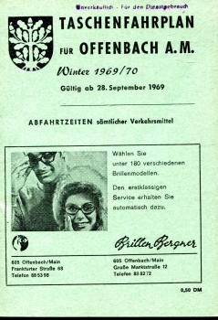 Taschenfahrplan Offenbach A. M. 1969 / 1970