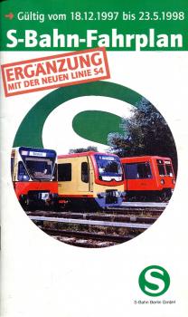 Fahrplan S-Bahn Berlin 1997 / 1998 Ergänzung mit Linie S 4