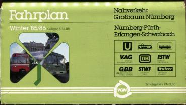 Fahrplan Großraum Nürnberg 1985 / 1986