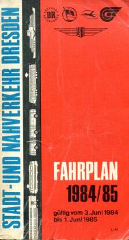 Fahrplan Stadt- und Nahverkehr Dresden 1984 / 1985