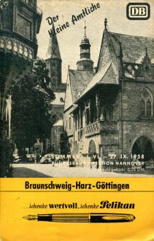 Taschenfahrplan Braunschweig – Harz – Göttingen 1958