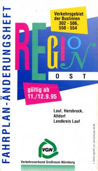 VGN Nürnberg Fahrplan Änderungsheft Ost 11/12.9.1995