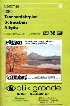 Taschenfahrplan Schwaben Allgäu 1982