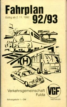 Fahrplan Verkehrsgemeinschaft Fulda 1992 / 1993