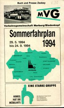 Fahrplan Verkehrsgemeinschaft Marburg Biedenkopf 1994