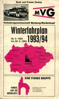 Fahrplan Verkehrsgemeinschaft Marburg Biedenkopf 1993 / 1994