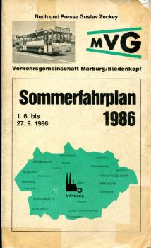 Fahrplan Verkehrsgemeinschaft Marburg Biedenkopf 1986