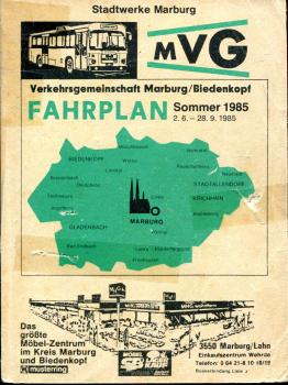 Fahrplan Verkehrsgemeinschaft Marburg Biedenkopf 1985