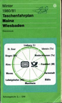 Taschenfahrplan Mainz Wiesbaden 1980 / 1981