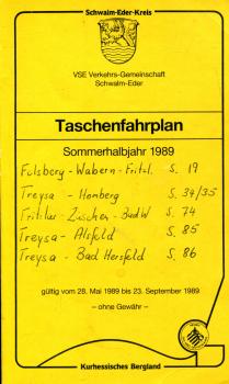 Taschenfahrplan Schwalm Eder Kreis 1989