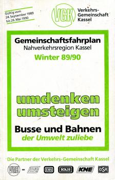 Fahrplan Verkehrsgemeinschaft Kassel 1989 / 1990