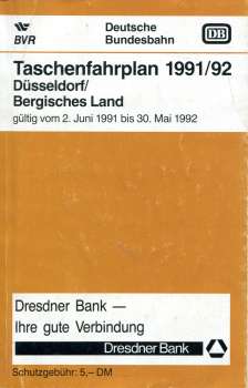 Taschenfahrplan Düsseldorf / Bergisches Land 1991 / 1992
