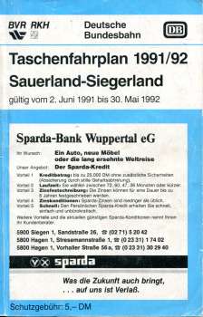 Taschenfahrplan Sauerland – Siegerland 1991 / 1992