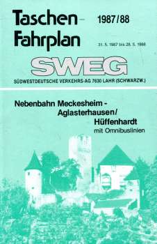 SWEG Taschenfahrplan Nebenbahn Meckesheim Aglasterhausen Hüffenhardt 1987 / 1988