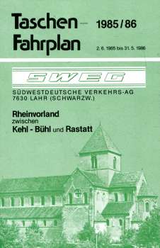 SWEG Taschenfahrplan Rheinvorland Kehl – Bühl – Rastatt 1985 / 1986