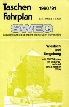 SWEG Taschenfahrplan Wiesloch und Umgebung 1990 / 1991